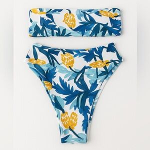 Shein Tropical Floral High Waist‎ Two Piece Bikini Swimsuit Women’s S